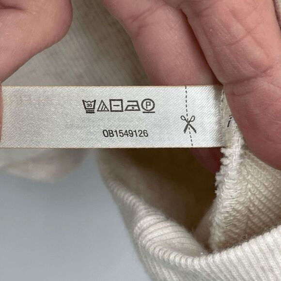 Daily Practice Beige Long Sleeve Puff Shoulder Full Zip Hoodie Jacket Medium - Picture 9 of 9